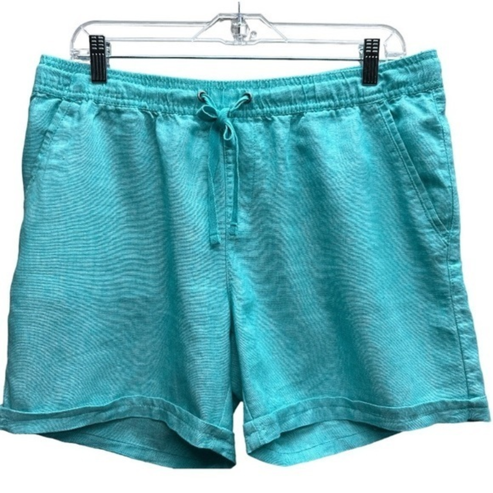 Da-sh Dash Cuffed Shorts Hi-Rise Pockets‎ Linen Blend Drawstring Waist Size M